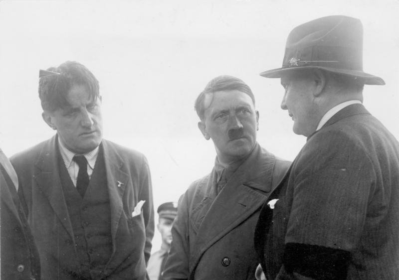 Adolf Hitler in Tempelhof airport in Berlin with Putzi Hanfstaengl and Hermann Goering